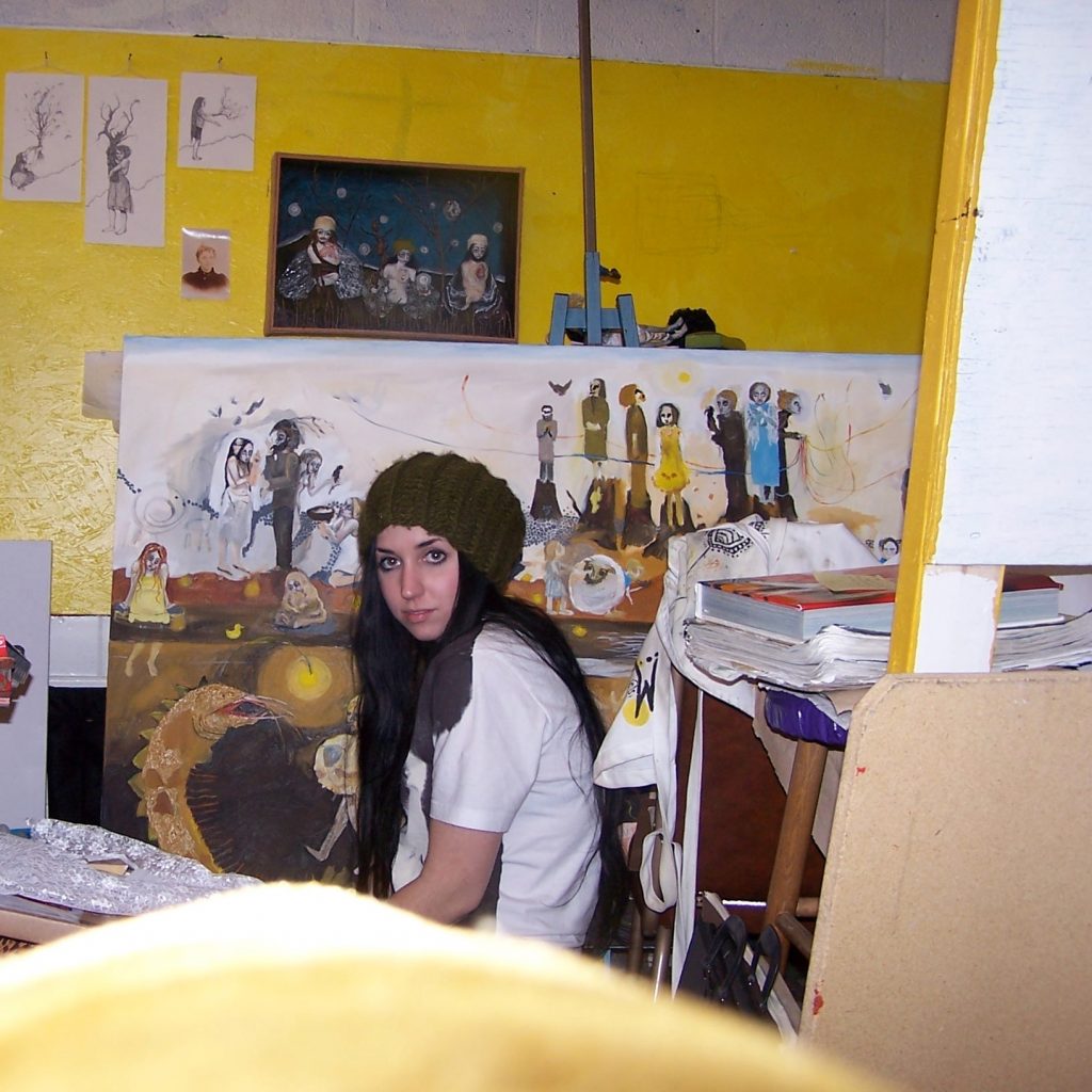 The artist in her studio